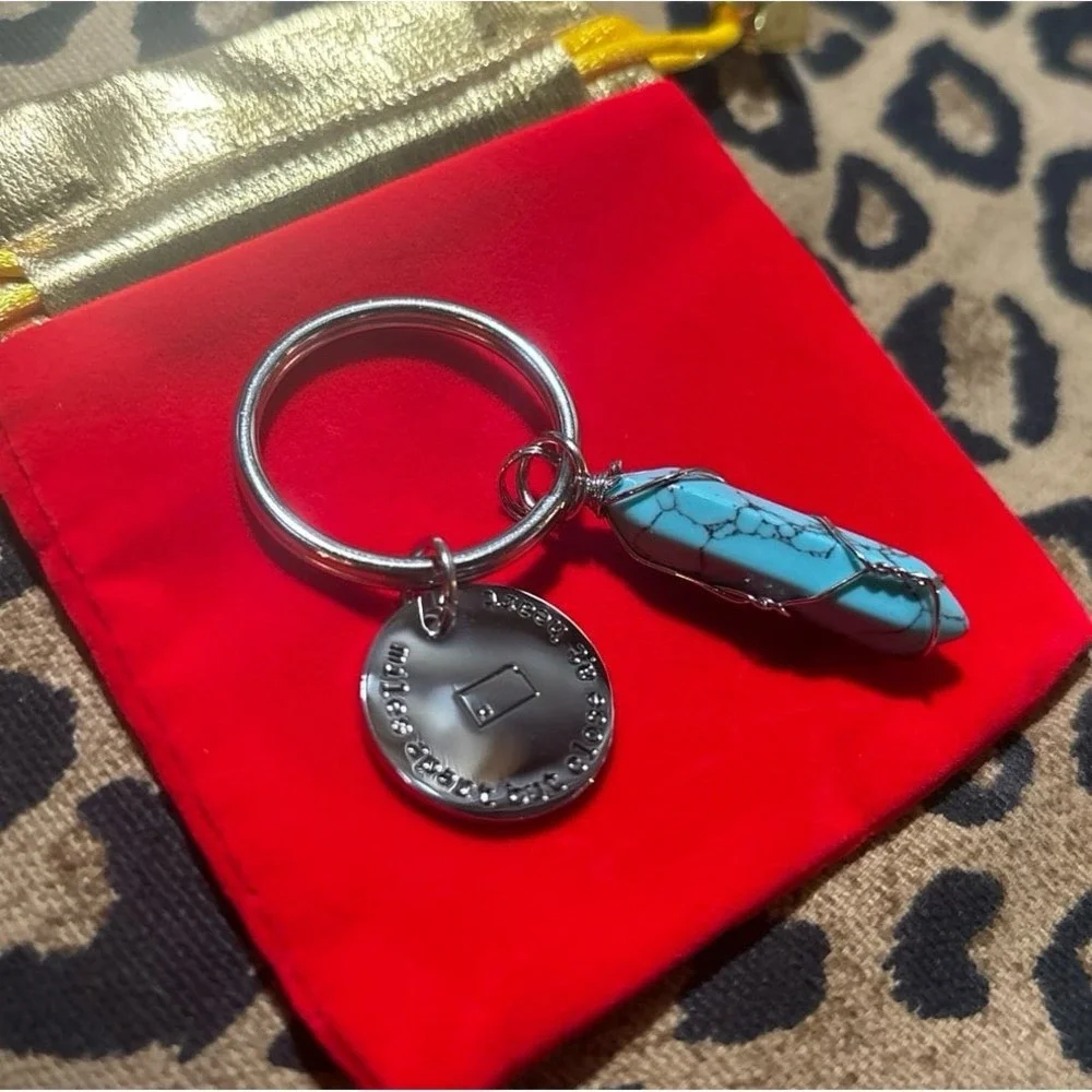 NEW Miles Apart Close At Heart State Keychain w/ Turq Healing‎ Crystal, Kansas